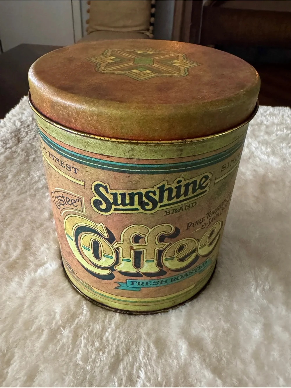 Vintage Sunshine Coffee by Ballonoff Tin Canister collectible farmhouse cottage